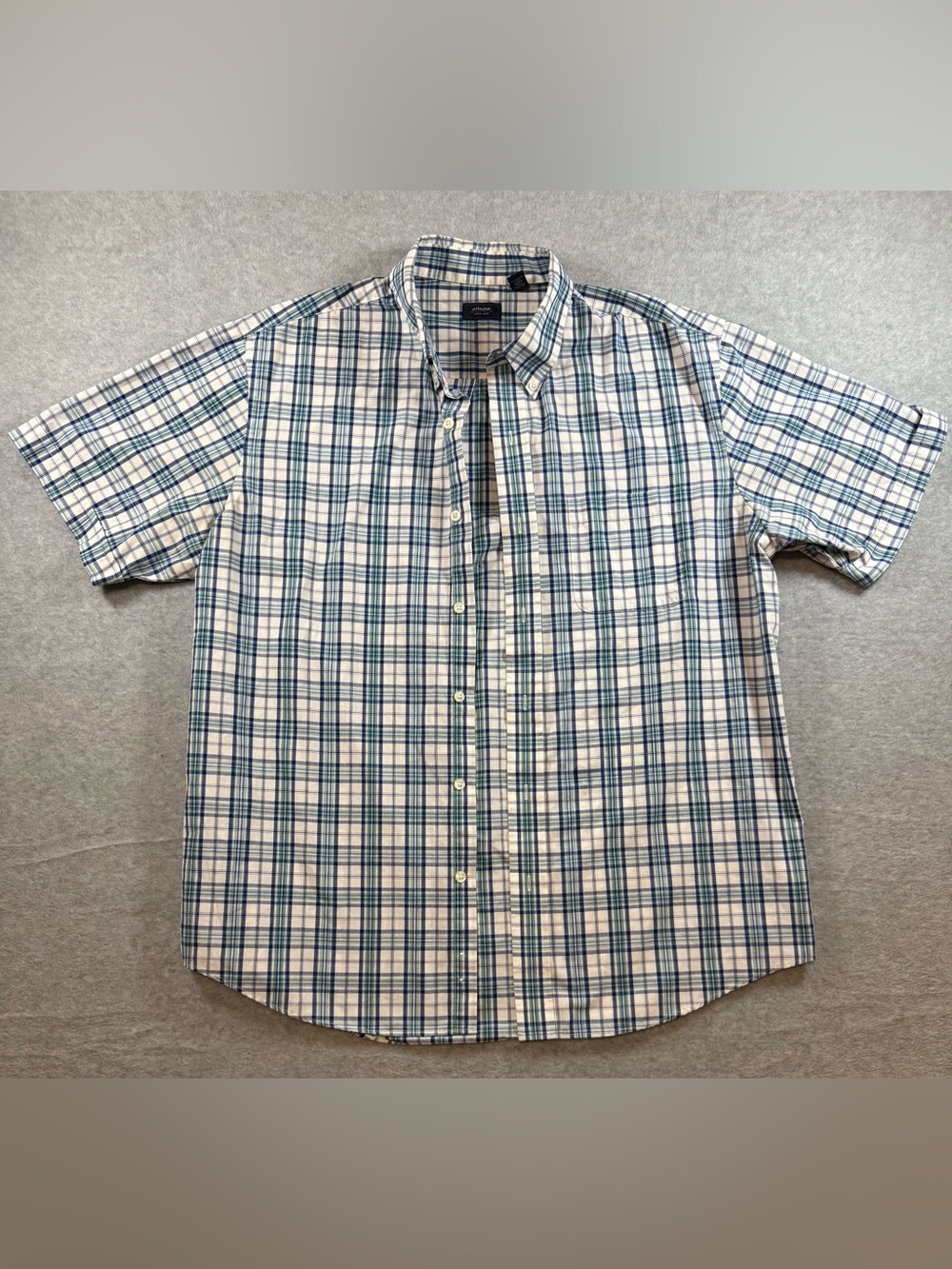 Arrow Men’s Short-Sleeve Plaid Button-Down Shirt - White & Blue